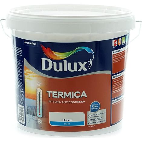 Dulux TERMICA Pittura all'acqua per Interni Termoisolante Anti Condensa Anti Umidità, 5 Litri, Bianco, 5L (1/5)