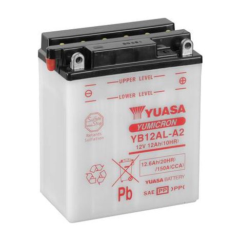 Yuasa – Batterie moto 12V 12.6Ah 150A – Plomb Calcium – Avec entretien – Pour démarrage rapide