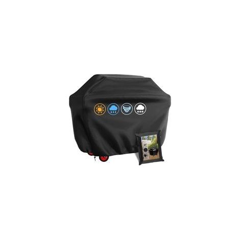 Housse Barbecue Gaz Imperméable Résistante UV et Vent Anti-Poussière 145x61x117cm Noire (1/4)