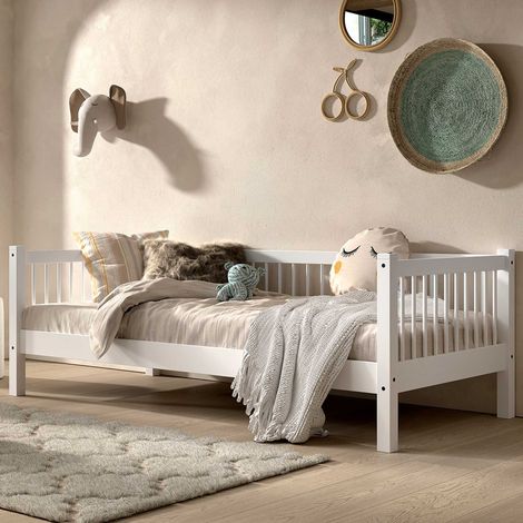 Lit banquette Forrest 90x200cm - bois de hêtre massif - blanc (1/4)