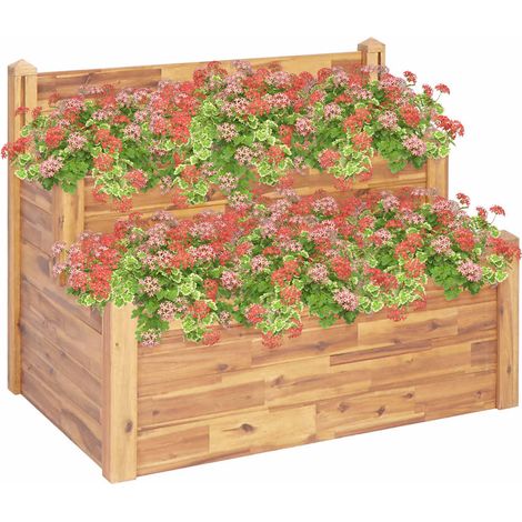 vidaXL Jardinera de 2 niveles madera maciza de acacia 110x75x84 cm (1/5)