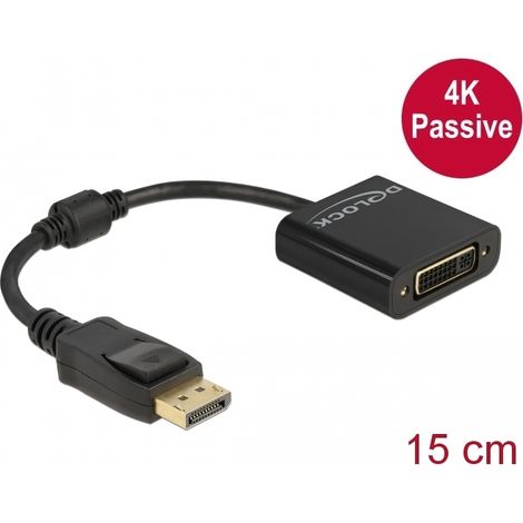 Adaptador DisplayPort 1.2 macho a DVI hembra 4K pasivo negro