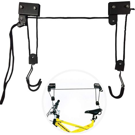 Support velo Plafond Max.57 kg Ascenseur de Vélo Universel avec Crochet et Range à Corde Adapté aux Vélos et Yacht (1/5)