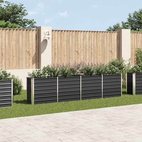 Bac à fleurs - Jardinière pour extérieur/intérieur jardin terrasse balcon - 320x40x77 cm Acier galvanisé Anthracite Chic-567510 (1/4)