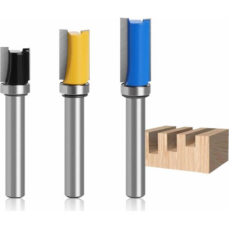 3 Pack Grease Milling Cutter (8mm Shank, Rolling Mill, Top Bearings, Flush Milling Machine for Woodworking, Cutting and Edge Working) (1/5)