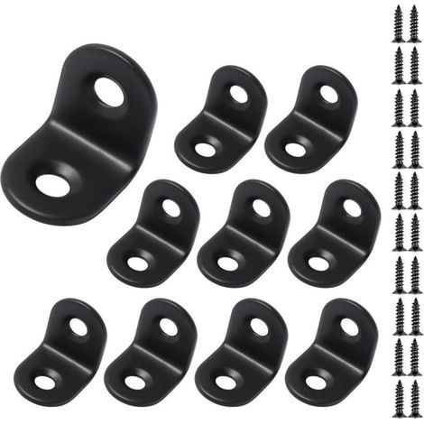 Lot de 30 équerres d'angle noires à angle droit à 90 degrés en acier inoxydable en forme de L avec vis et petits supports de 20 mm (1/5)
