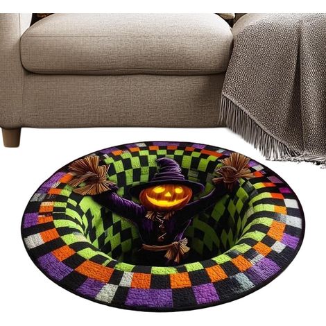 Tapis à Illusion Optique Tapis Halloween Rond Doux Antidérapant 60 Tapis de sol horreur drôle et Idéal Pour Célébrations Maison Appartement Salon Bureau Chambre (1/5)