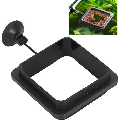 Distributeur de Nourriture pour Poissons Aquarium Réservoir Alimentation Carré Épais Hauteur Augmentée Noir (1/5)