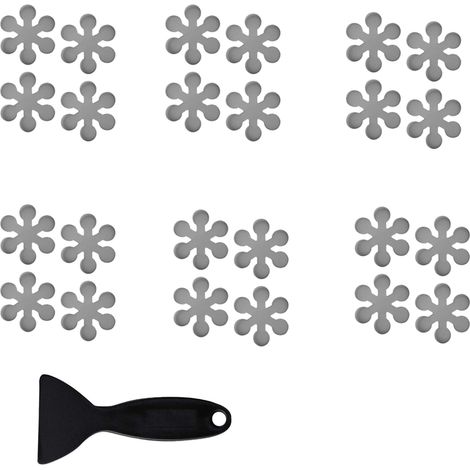 Set mit 24 rutschfesten Badewannenaufklebern inklusive Abstreifer, PEVA-Material, grau (1/5)