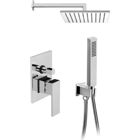Kit doccia Kyra 1 per incasso doccia due vie soffione quadro e doccia monogetto in ABS con ugelli anticalcare cromato (1/2)