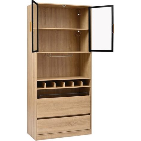 Badezimmerschrank,Spirituosenschrank,Vitrine Vitrinenschrank mit Glastüren und Beleuchtung 180 CM (1/5)