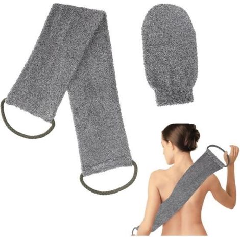Peelinghandschuh – Natur – 2 Stück – Körperpeeling – Duschbürste – Bambusfaser (1/4)
