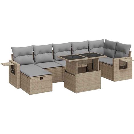 Maison Exclusive - Set de sofás de jardín y cojines 8 piezas ratá (1/5)