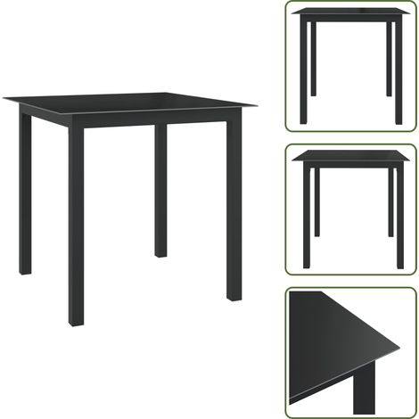 Table de jardin Noir 80x80x74 cm Aluminium et verre - Table De Jardin - Table Extérieure - Mobilier De Jardin - Table Aluminium - Table Verre (1/5)