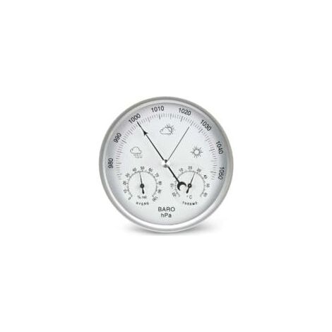 Station météo baromètre à cadran analogique avec thermomètre hygromètre mesures de pression atmosphérique simplicité et facile à lire, (1/3)