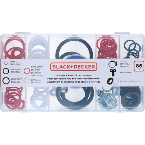 Sortiment an Dichtungen, Unterlegscheiben und Klemmen 86-teilig ASS Black+Decker (1/5)