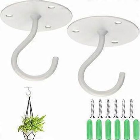 SZTXJ Lot de 2 crochets muraux/plafond, support pour plantes en métal, supports muraux en fer pour mangeoires à oiseaux, lanternes, carillons éoliens, jardinières, crochets de décoration extérieure (b