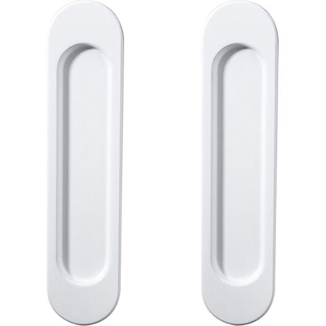 2pcs Poignées de Porte Coulissante Angle droit Autocollantes,Alliage D'aluminium or mat sans Perforation Coulissantes Grange,Fenêtres, Armoires 148mm (Blanc (coin arrondi)) (1/5)