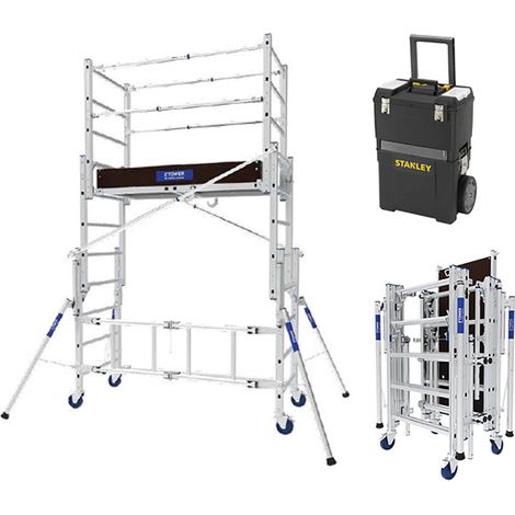 Echafaudage roulant pliant - Hauteur max. de travail 3.80m + Servante - 22407420/SERVANTE