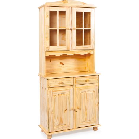 Alican Vitrinenschrank 2 Türen, 2 Glastüren, 2 Schubladen, natur. (1/5)