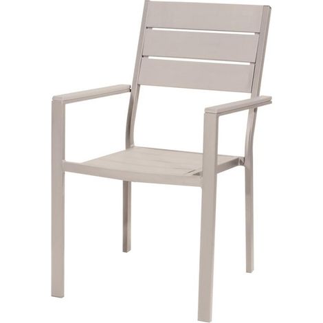 SEDIA TENERIFE IN METALLO BEIGE DOGHE EFFETTO LEGNO CON BRACCIOLI 55PX58LX88H