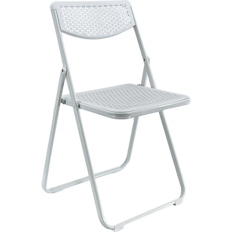 SEDIA PIEGHEVOLE SMARTY SALVASPAZIO METALLO E POLIPROPILENE RICHIUDIBILE SLIM PORTATILE Bianco / Bianco (1/3)
