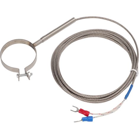Fil thermocouple K type acier inoxydable sonde température industrielle circle 40mm mesure 0-400°C câble capteur 2m embout U (1/5)