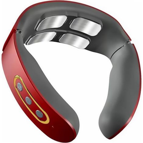 Massaggiatore cervicale wireless ricaricabile con 6 modalità e funzione riscaldante, ideale come regalo per uomo e donna (rosso) (1/5)
