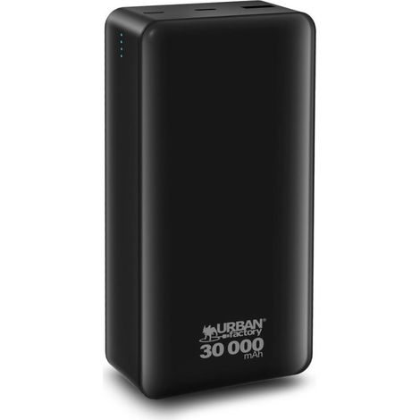 Batterie externe 30000 mAh – 2 ports USB-A 5V/2.1A – Entrées USB-C et micro-USB 2A – Design compact et léger – Urban Factory