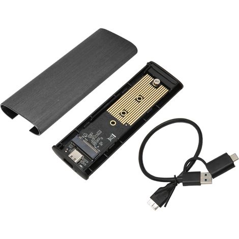 Boîtier SSD externe M.2 NVMe PCIe NGFF SATA USB 3.2 Gen 2 10 Gbps en alliage d'aluminium noir, portable pour disque dur SSD (1/5)