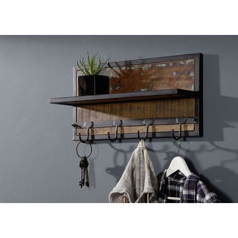 NATURE OF SPIRIT 83 Appendiabiti da parete in legno riciclato laccato / multicolore 61x14x31