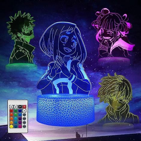 SCSYV 3D My Hero Academia Lampe, Anime-inspirierte 3D-Illusionslampe, 4 Muster und 16 wechselnde Farben, mit Fernbedienung, Geburtstagsgeschenk für Jungen und Mädchen. (1/5)
