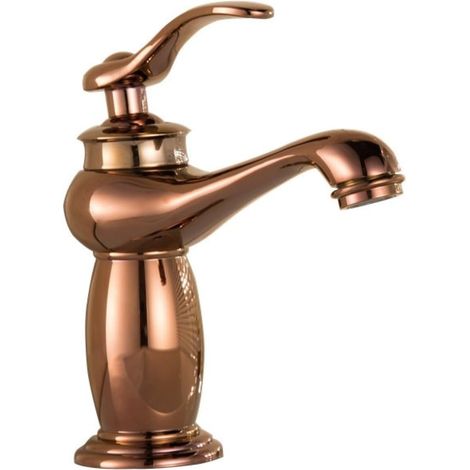 Mitigeur pour vasque - cuivre - or rose - eau chaude/froide (1/5)