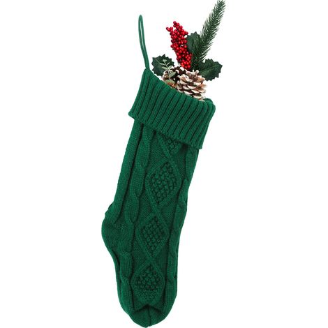 Chaussette De Noël - En Tricot - Avec Anneau De Suspension - Pour Arbre De Noël Ou Cheminée - 1 Pièce (1/5)