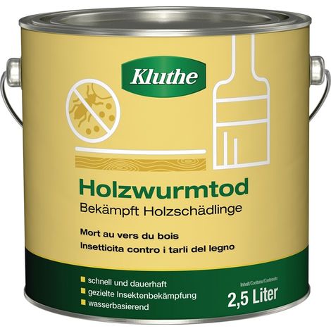 Holzschutzmittel Holzwurmtod farblos 2,5l Dose KLUTHE (1/4)