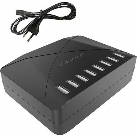 Chargeur USB 40 W, multi-USB à 8 ports, hub de charge avec détection intelligente, station de charge USB multi-ports, pour smartphones, tablettes et autres appareils (1/5)