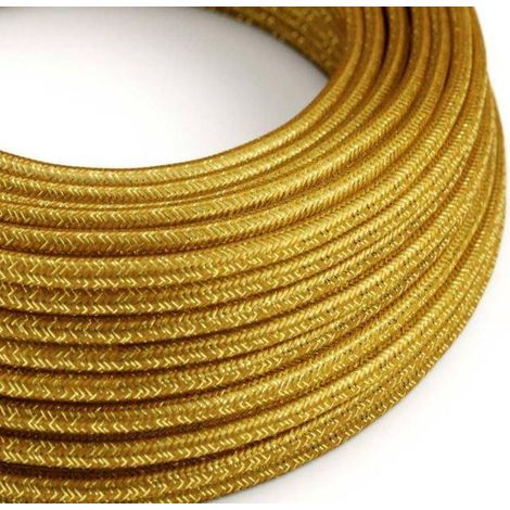 Creative-cables italia cable elÉctrico redondo recubierto de tejido efecto seda 3x0,75 dorado brillante xz3rl05