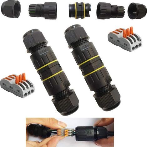 Allecto Plus Wasserdichter Verteilerkasten für Kabelverbindungen IP 68 2 Stück schwarz 5-10 mm Durchmesser Kabelschlauch mit Anschlussklemmen (1/5)