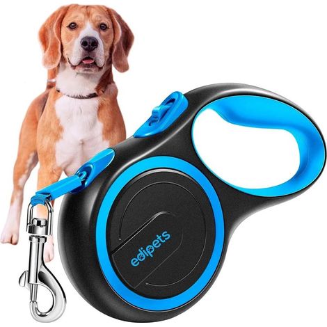Guinzaglio retrattile per cani Edipets, 5 e 8 metri, guinzaglio flessibile per addestramento e passeggiate (blu, 8 metri) (1/5)