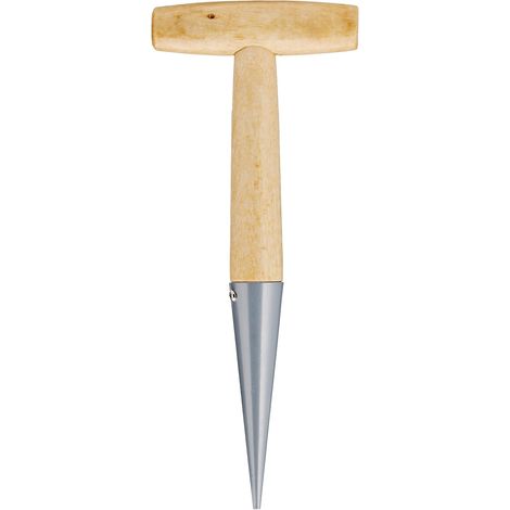 Blumenzwiebelpflanzgefäß mit Stahlspitze 27 cm – manueller Pflanzgefäß mit Massivholzgriff – Gartengerät für Erwachsene, braun