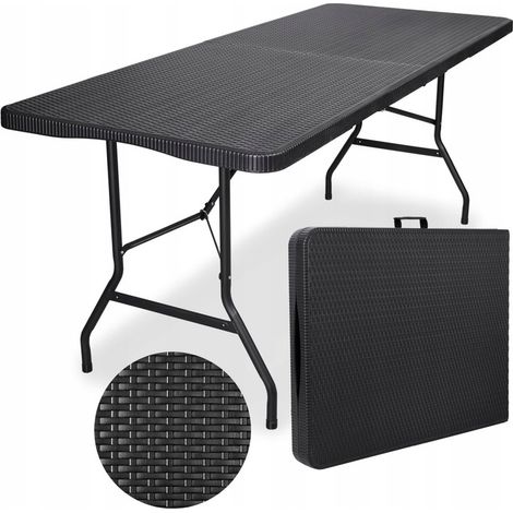 RATTAN Cateringtisch, zusammenklappbar im Kofferformat – 180 cm, schwarz (1/5)