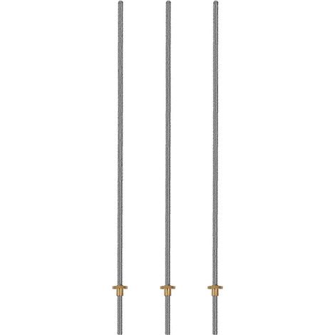 3 vis-mères T8 de 500 mm et écrous en laiton (filetage trapézoïdal, pas de 2 mm, 4 filets, pas de 8 mm) pour axe Z d'imprimante 3D()