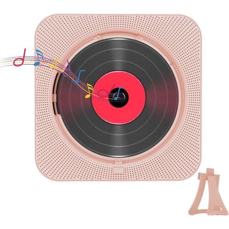Tragbarer Tisch-CD-Player mit abnehmbarer Staubschutzhaube unterstützt die Wiedergabe von TF-Karten und USB-Sticks eingebauter HiFi-Lautsprecher rosa (1/5)