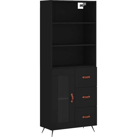 Maison Exclusive - Credenza Nera 69,5x34x180 cm in Legno Multistrato