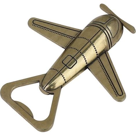 Ouvre-bouteille - Vintage - Avion - Alliage - Métal Bronze Antique - Cadeau de Mariage (1/4)
