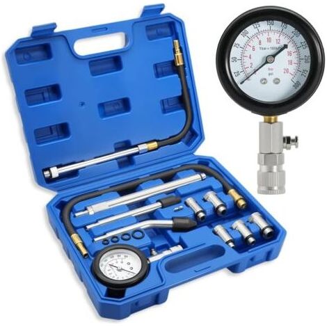 Kit de 11 testeurs de compression pour moteur à essence 0-300 PSI / 0-20 bar, testeur de compression pour moteur à essence de voiture, manomètre de compression (1/5)