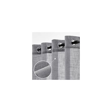 Lot de 2 132x241 cm Gris Clair Rideaux en Lin Translucides Voilage à Oeillets Rideaux et Draperies Intérieurs Modernes pour Chambre Fenêtre Salon Coucher