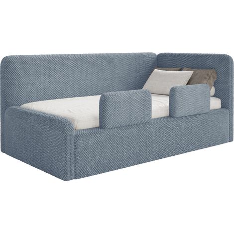 Selsey Fanko – Kinderbett 90x200 cm mit Rausfallschutz, Matratze, Kopfteil rechts, Plüsch, Blau (1/5)