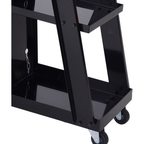 Chariot de soudage DURHAND, 3 étagères, chaîne de sécurité, 4 roues, acier, 71 x 39 x 70 cm, noir (1/4)