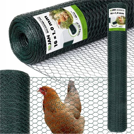 Grillage hexagonal pour volières à poules, 16 mm, 25 m², PVC OC.